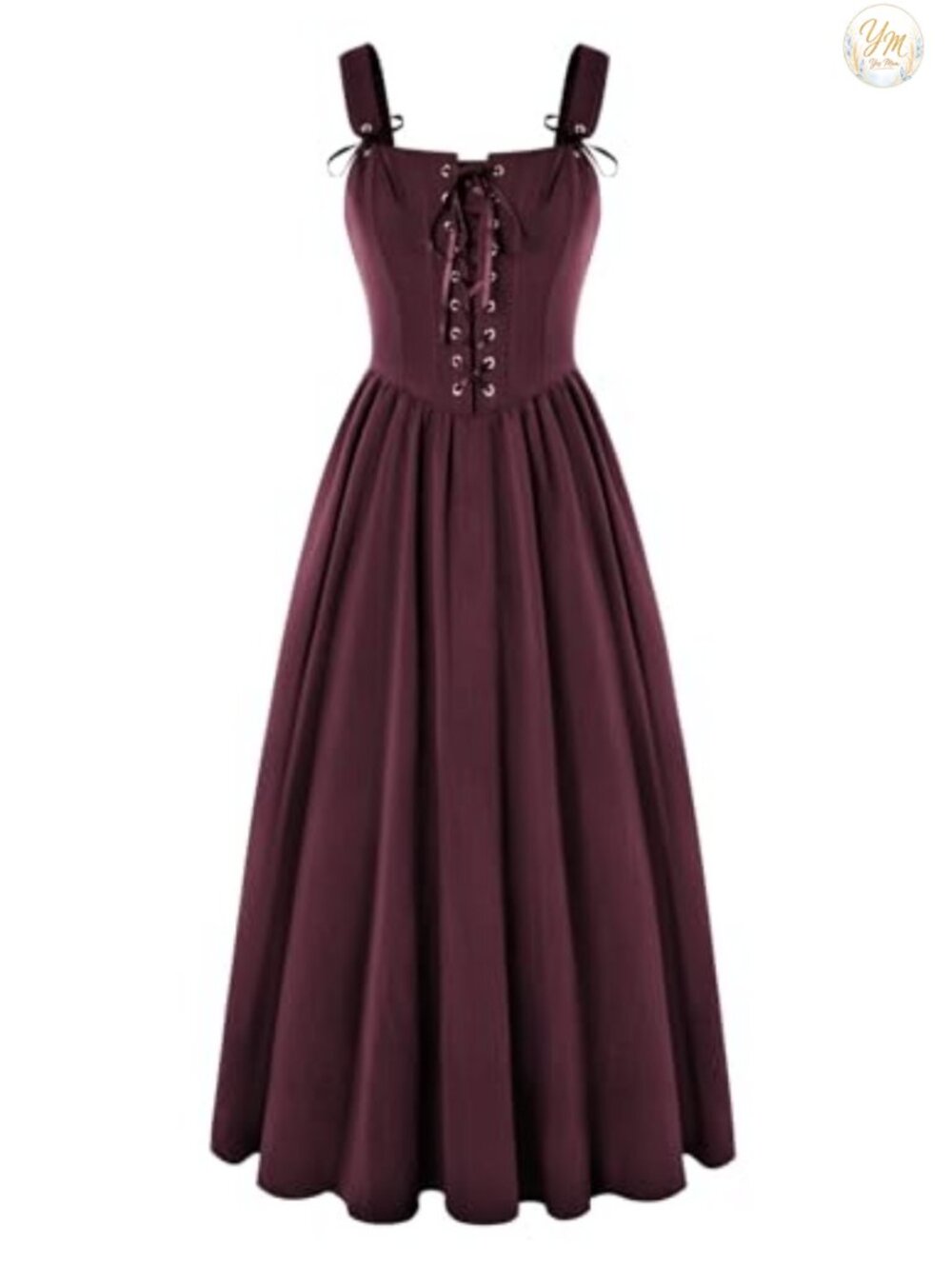 Renaissance Sleeveless Lace Up Corset Maxi Dress Cottagecore Costume